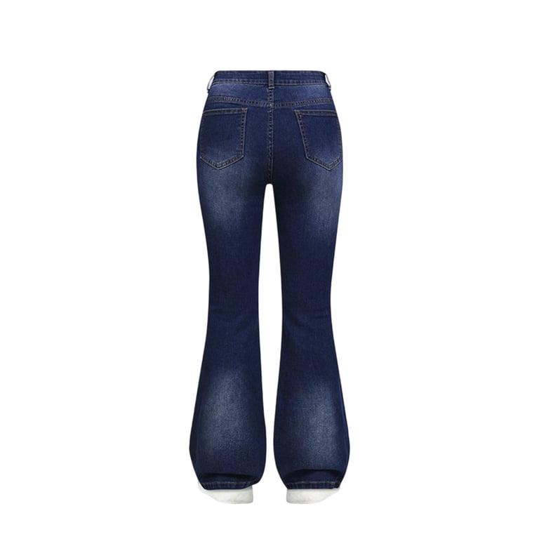 ZXLBBD Girls Jeans Flare Leg Denim Pants Fashion Elastic Waist