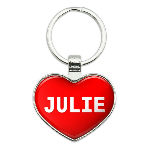 Julie I Love Name Heart Metal Key Chain