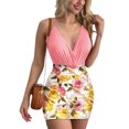 thumbnail image 1 of VISgogo, minivestido ajustado para mujer, estampado Floral, cuello en V, sin mangas, vestido de tirantes, vestido de verano con tirantes finos envuelto a la cadera, vestido de fiesta para discoteca VISgogo moda, 1 of 2