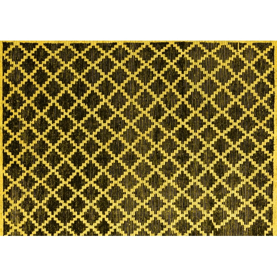 Ahgly Company Machine Washable Indoor Rectangle Abstract Yellow Modern Area Rugs, 2' x 4'