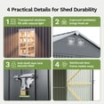thumbnail image 4 of Patiowell 12x20 FT Outdoor Storage Shed, Heavy Duty Metal Shed with Large Double Doors & Windows, All-Weather Garage Carport for Full-Size Trucks, Lawn Mower & Tools, Black, 4 of 8