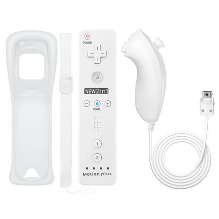 Built in Motion Plus Remote Controller & Nunchuck + Case For Nintendo Wii/Wii U
