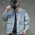 thumbnail image 5 of Abrigos de mezclilla para hombre, chaqueta vaquera de camuflaje para hombre, con botones empalmados, estilo cargo coreano, lavado, talla grande, alta calidad, marca de diseñador, 5 of 5