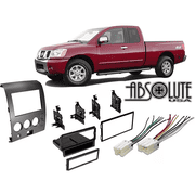 Absolute RADIOKITPKG1 Fits Nissan Titan 2004-2005 Double DIN Stereo Harness Radio Install Dash Kit