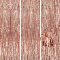 3 Pack Foil Fringe Glitter Curtains Party Decorations, 3.2 x 6.5 ft Tinsel Backdrop for Parties, Door Streamers for Birthday, Photo Booth Backdrops, Party Decor(Rose Gold)