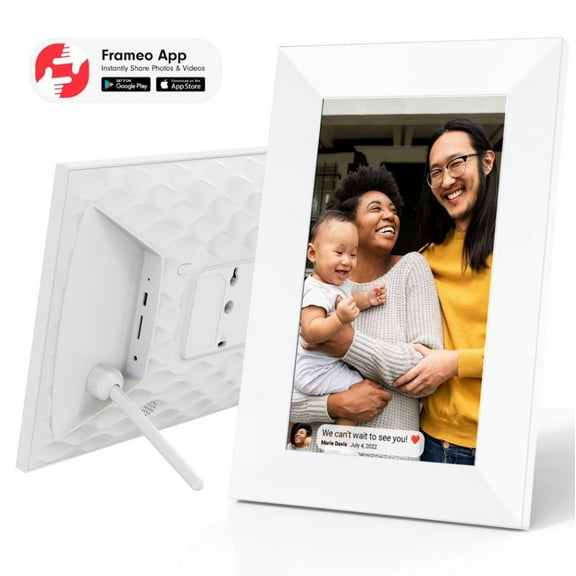Restored onn 10” Wi-Fi Digital Picture Frame | Send Photos & Videos Instantly via the Free Frameo App, 100147212, White (Refurbished)