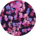 thumbnail image 1 of Ahgly Company Tapis Rond Lavable en Machine Intérieur Transitionnel Prune Velours Violet, 8 Pieds Rond, 1 of 7