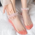 thumbnail image 3 of Women Casual Cute Solid Floral Mesh Splice Breathable Short Socks, 3 of 5