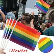 XZNGL 12Pcs/Set Gay Lesbian LGBT Pride Rainbow Flags Hand Waving Festival