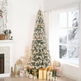 thumbnail image 5 of Favory 7.5ft Slim Snow Flocked Christmas Tree with Lights,Realistic Frosted Skinny Pencil Prelit with 1102 Branch Tips, 350 Warm Lights & Metal Stand, Aritificial Tree, 5 of 11