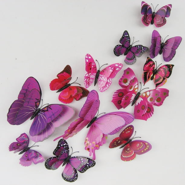 Surtido de 12 Uds de Pared de Mariposas Coloridas 3D Colco