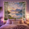 thumbnail image 2 of Mountain Lake Open with Wooden Windows Glass Panes, Mystical Fantasy for Space Lovers, Galaxy Room Decor, Mother'S Day Gift, Tapestry Wall Hanging for Bedroom and Dorm, 2 of 7