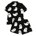 thumbnail image 5 of HEVRJEWJD Girls Halloween Print Short Sleeve Top With Shorts Pajamas Kids Button-Down Nightwear Loungewear Black8 11-12 Years, 5 of 5