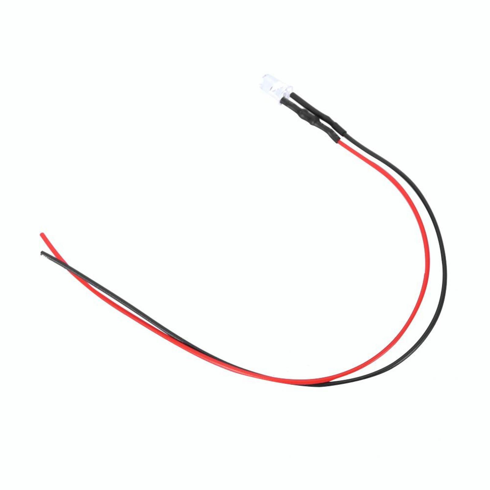 12V Pre-Wired LED Emitting Diode Diffused 3mm Light 20cm Wire with Holder