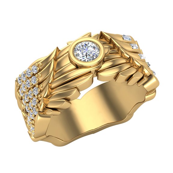 Angel Wings Wedding Band for Men Women Diamond Jewelry 14K Gold 0.75 CTW