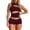 Wine, variant on Women‘s 2 Piece Outfit Sleeveless Crop Top & High Waist Shorts Set - Solid Color Bodycon Loungewear for Club Streetwear Summer Vacation