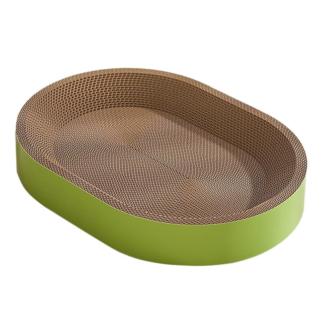 Rascador ovalado para gatos, juguete de entrenamiento, muebles de protección, cuenco para jugar, garra de molienda, suministros para mascotas, tablero Verde