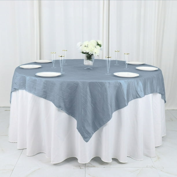 Efavormart 72"X72" Dusty Blue Accordion Crinkle Taffeta Table Overlay ...