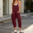 thumbnail image 2 of SRZYMJ Women Casual Jumpsuits Summer Sleeveless Loose Jumpsuit Shoulder Strap Adjustable Long Pants Rompers with Pockets, 2 of 5