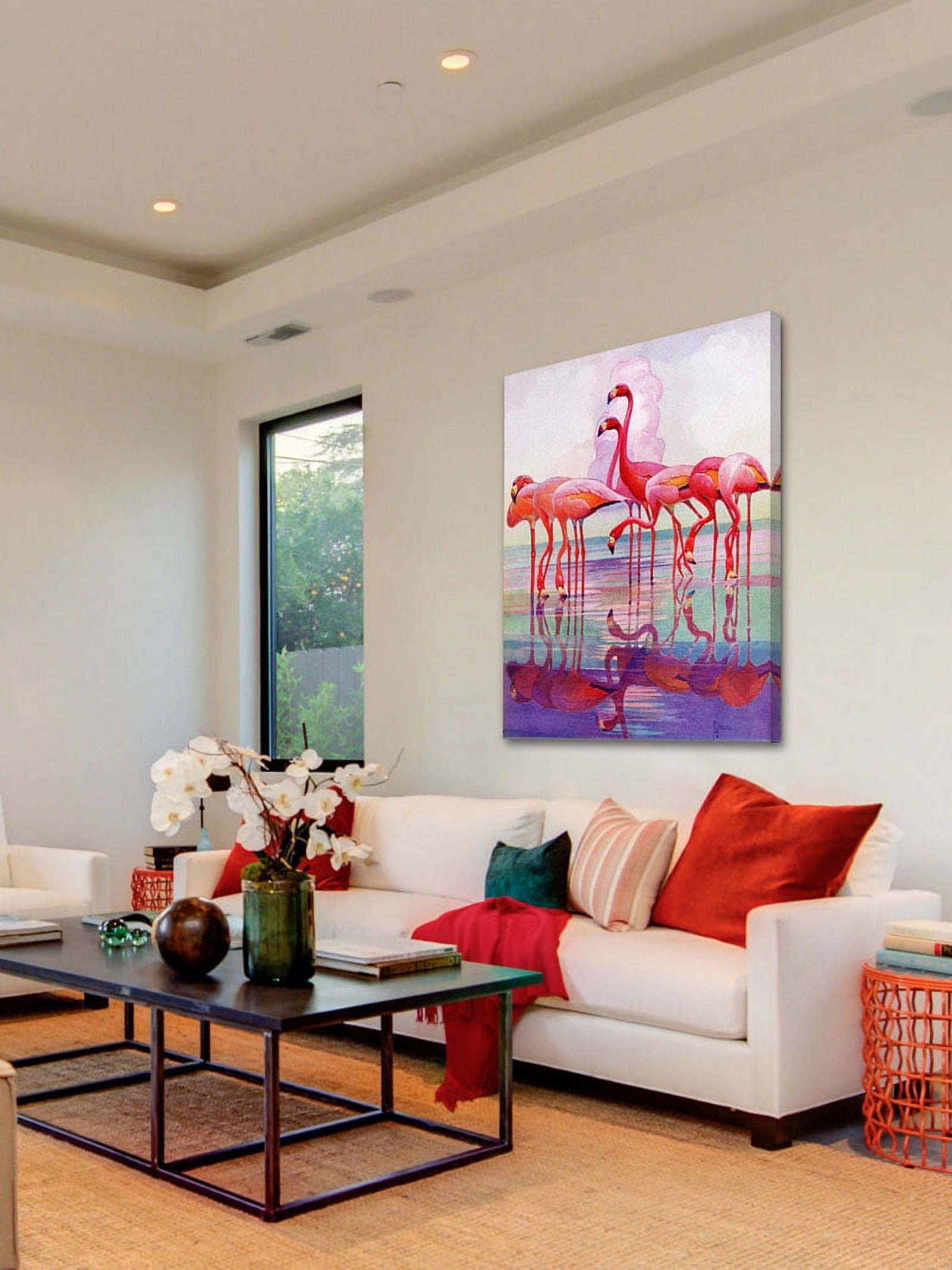 Marmont Hill Flamingos by Francis Lee Jaques Painting Print on Wrapped Canvas