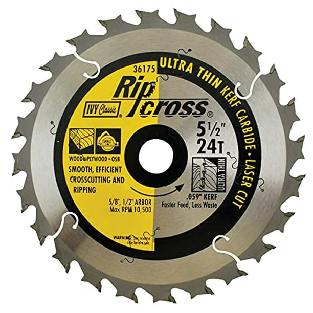 IVY Classic 36175 Ripcross Thin Kerf Circular Saw Blade, 24 Tooth, 51/