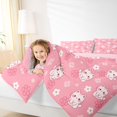 thumbnail image 4 of jejeloiu Pink Cherry Blossom Cat Pattern Full Size Comforter Sets Kids,Girly Print Bedding Sets,Reversible,3pcs, 4 of 8