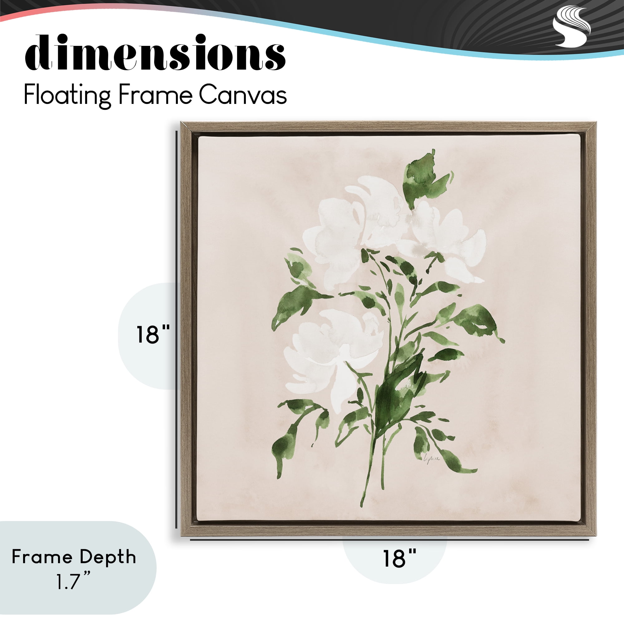 Stupell Industries White On Tan Blossom Brown Framed Floater Canvas Wall Art, design by Lucille Price