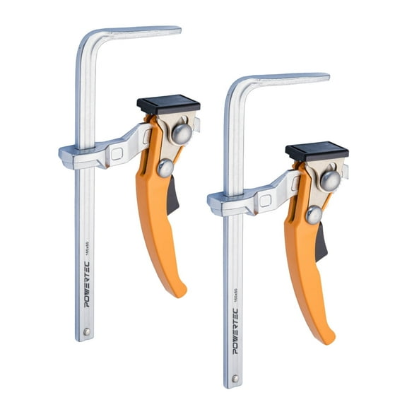 POWERTEC 7" Quick Release Ratcheting Table Clamp for MFT and Guide Rail System, Capacity x 2-3/8” Throat Depth (71542)