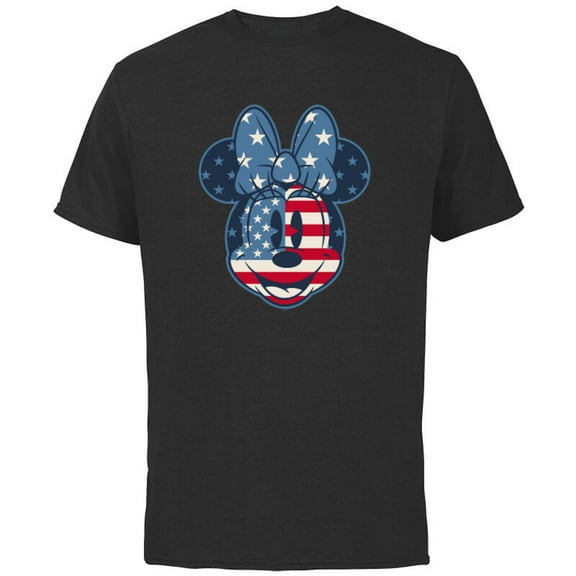 Disney Minnie Mouse Vintage Americana Fourth of July - Short Sleeve Cotton T-Shirt for Adults - Customized-Black
