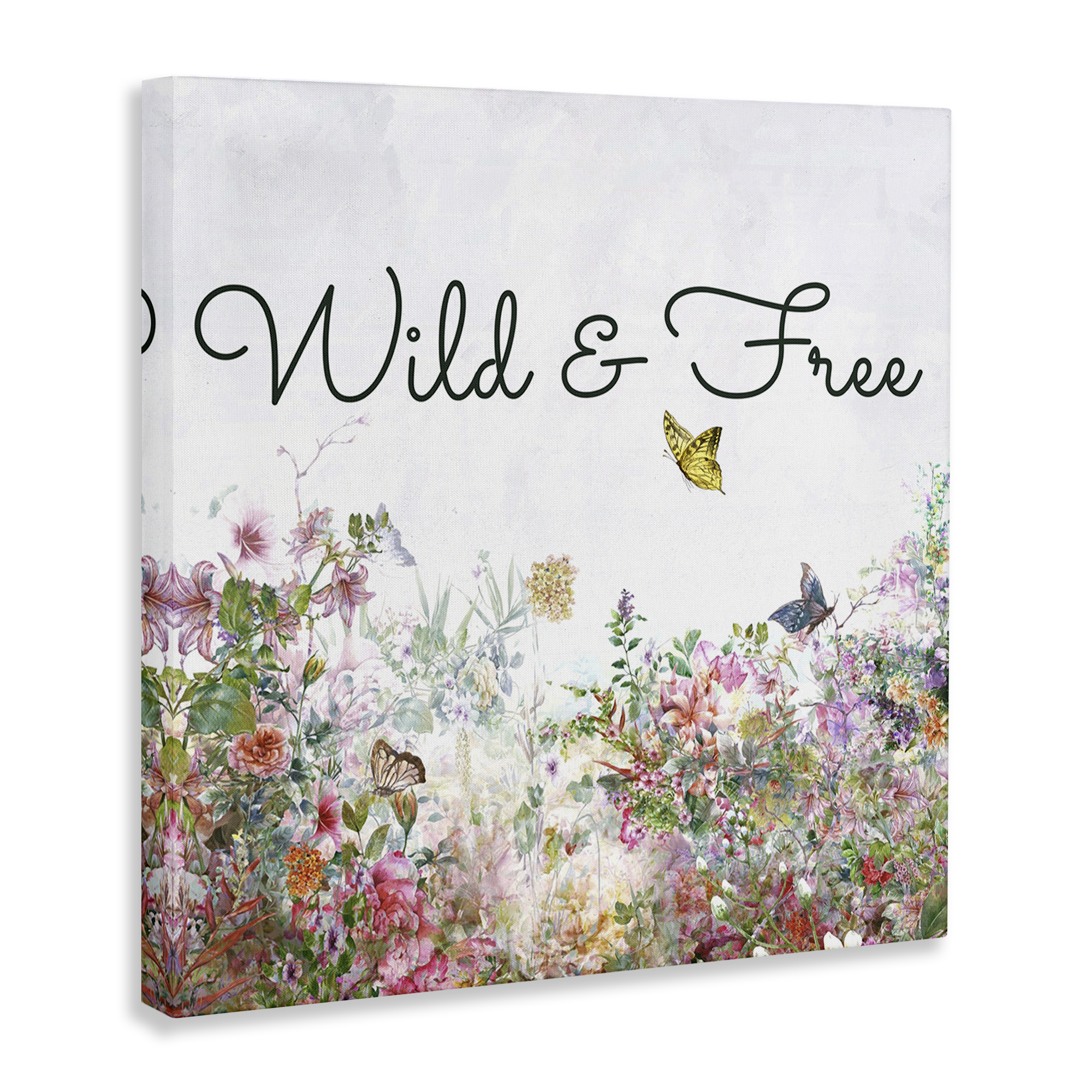Stupell Industries Wild & Free Butterflies Landscape & Nature Painting Wrapped Canvas Art Print Wall Art, 36 x 36