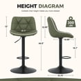 thumbnail image 6 of Set of 2 Adjustable Swivel Bar Stools in Modern Design with Comfortable Upholstered Seat and Durable Metal Frame, 6 of 8