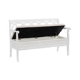 thumbnail image 3 of Linon Elliana Storage Bench Beige Padded Seat Cutout Back Design in White Wood, 3 of 14