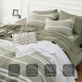 thumbnail image 5 of U by Bedsure Bed in a Bag King 7 Pieces, Olive Green White Striped Bedding Comforter Sets All Season Bed Set, 2 Pillow Shams, Flat Sheet, Fitted Sheet and 2 Pillowcases, 5 of 7