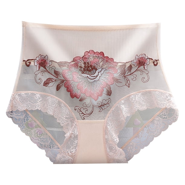 Gibobby Tangas de mujer Ropa interior de encaje para mujer Bragas de talla grande Sexy Sheer Hipster Panty para damas(Beige,G)