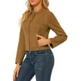 thumbnail image 4 of INSPIRE CHIC Women's Faux Suede Stand Collar Zip up Cropped Motorcycle Jacket XS Brown, 4 of 8