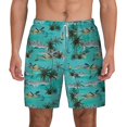 thumbnail image 3 of Uemuo Hawaii Palms Pattern Mens Swim Trunks Quick Dry Board Shorts with Mesh Lining, Stretch Beach Shorts Quick Dry No-Chafing Board Shorts-Small, 3 of 9