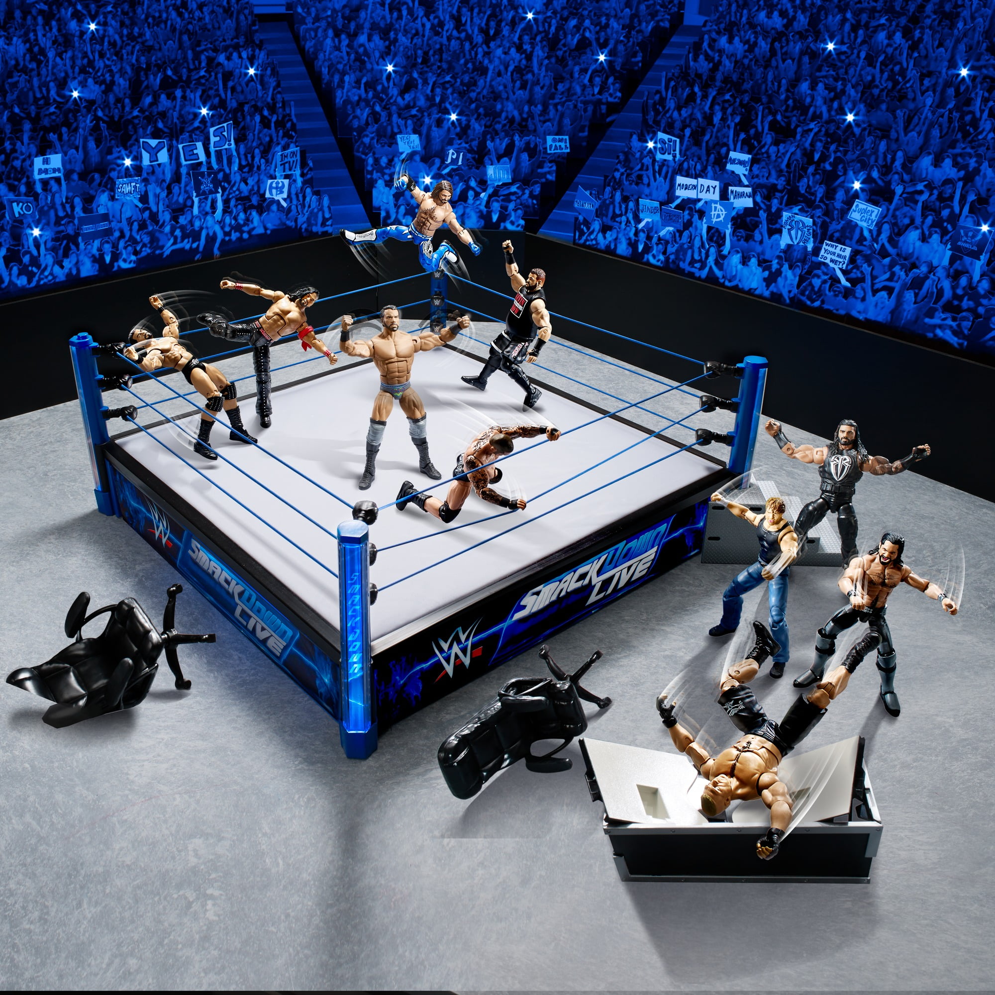 wwe smackdown live main event ring with jinder mahal figure