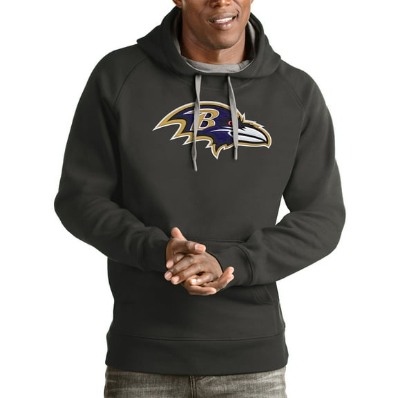 Men's Antigua Charcoal Baltimore Ravens Victory Pullover Hoodie