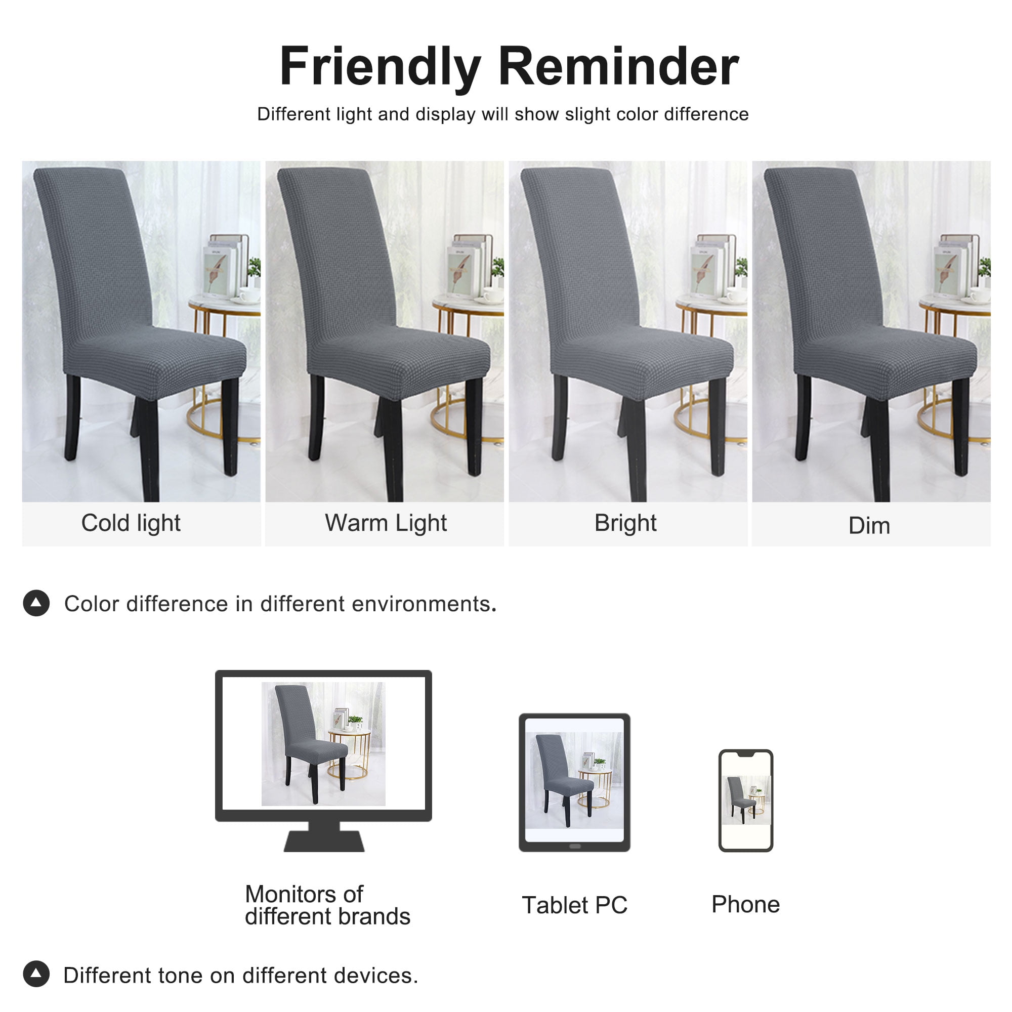Unique Bargains Knit Spandex Seat Cover for Dining Chair Slipcovers Gray