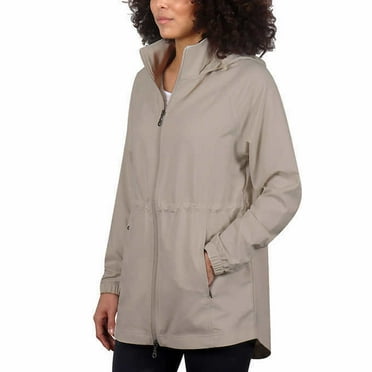 Kirkland Signature Womens Water and Wind Resistant Hooded Anorak Jacket (Small, Beige)