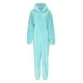 thumbnail image 4 of Combinaison à Capuche Manches Longues d'Hiver Confortable pour Femmes Pyjama Tenue de Détente Douce Fermeture Éclair devant, 4 of 8