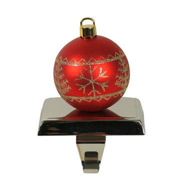 Northlight Glitter Snowflake Red Ball Ornament Christmas Stocking Holder - 5.5"