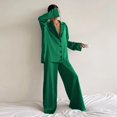 thumbnail image 1 of Hiloc-ropa de dormir de seda satinada de gran tamaño para mujer, pijama Sexy de corte bajo, de manga larga, con botonadura única, pantalones de pierna ancha, trajes de pantalón, 1 of 4