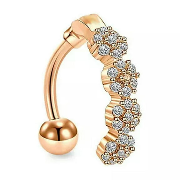 K-KED Stainless Steel Delicate Jewelry Belly Piercing Fashion Rings Sexy Body Button Navel Ring-Rose gold