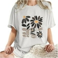 thumbnail image 5 of PVCS Womens Tops Clearance Under $5 Women's Fashion Summer Round Neck Drop Sleeves Leisure Short Sleeve Flower Printing Tops, 5 of 7