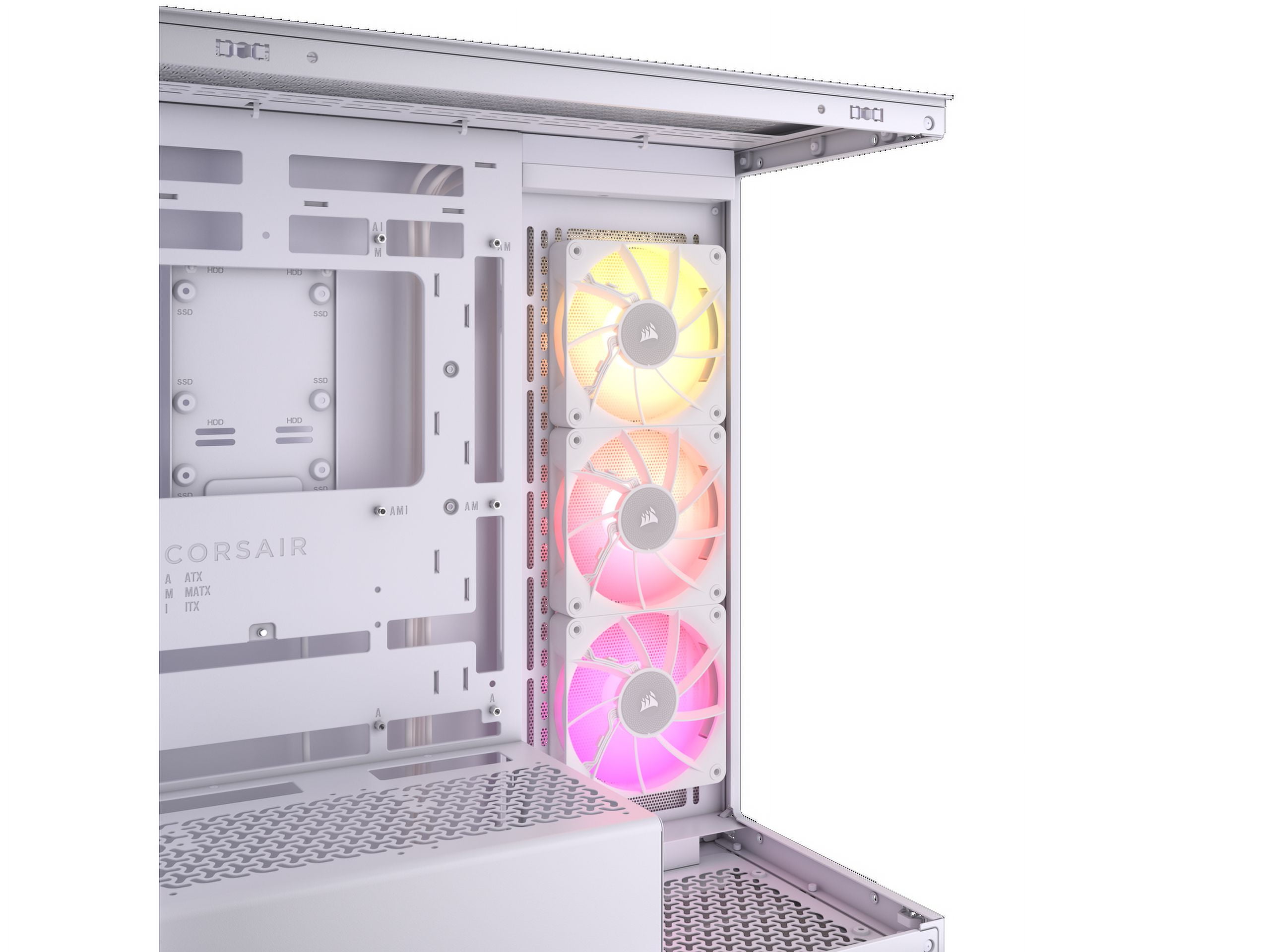 CORSAIR iCUE LINK 3500X RGB Tempered Glass Mid-Tower PC Case, White – 3x Pre-Installed RX120 RGB Fans – Reverse Connection Motherboard Compatible – Fits up to 10x 120mm Fans