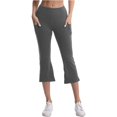 thumbnail image 2 of Flared Capri Pants for Women Spring Summer Elastic High Waist Wide Leg Cropped Pants Capris with Pockets, 2 of 7