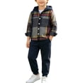 thumbnail image 2 of NAISIBABY Autumn 2-Piece Set for Boys: Long-Sleeve Checked Hooded Single-Breasted Top & Casual Pants Multicolor Size 3-6M, 2 of 6