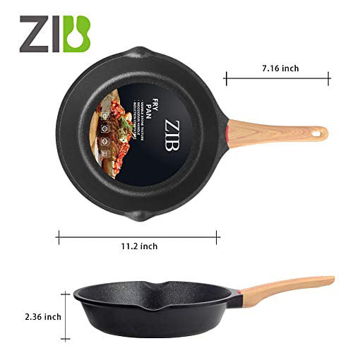 ZIB Induction Nonstick Frying Pan Skillet Stone Pan for Eggs Child  Protection Function Granite Coating from Germany(10inch)