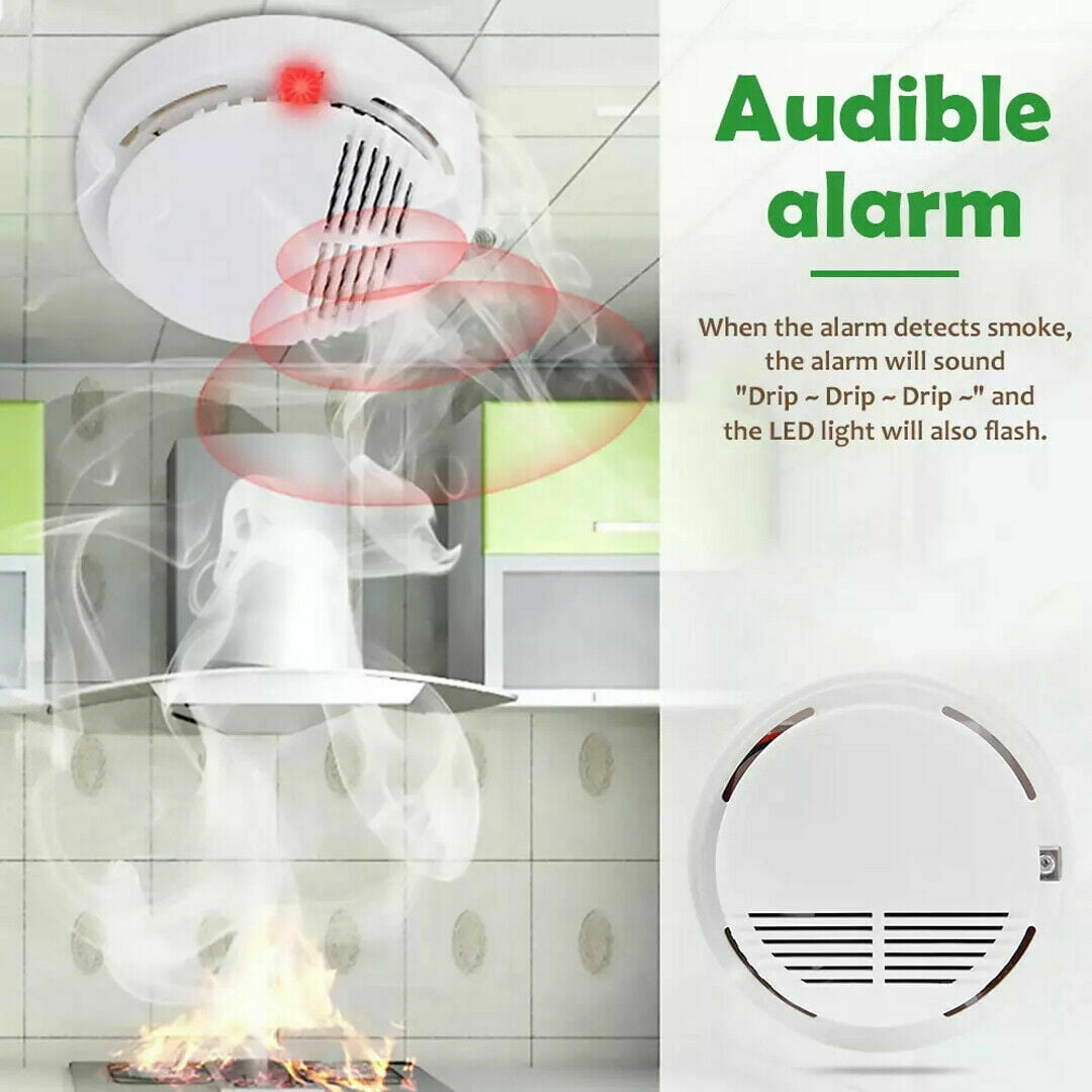 2 Pack Smoke Detector Home Security Sensor Alert Alarm